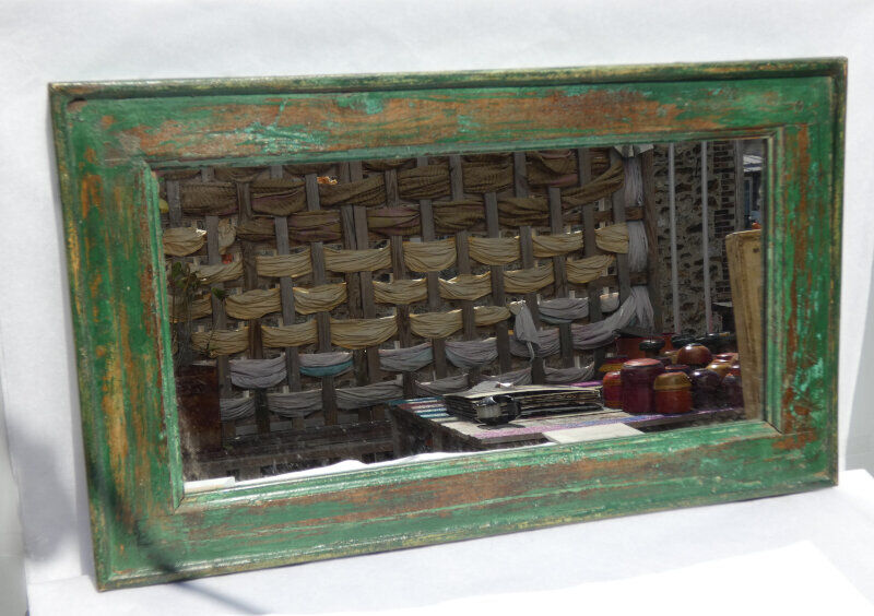 Mirror Wood Old Teak Patina Green 64x3x37cm 11