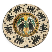Ceramic Plate with Stylized Birds Graffito Style Pesaro Faenza Early 900