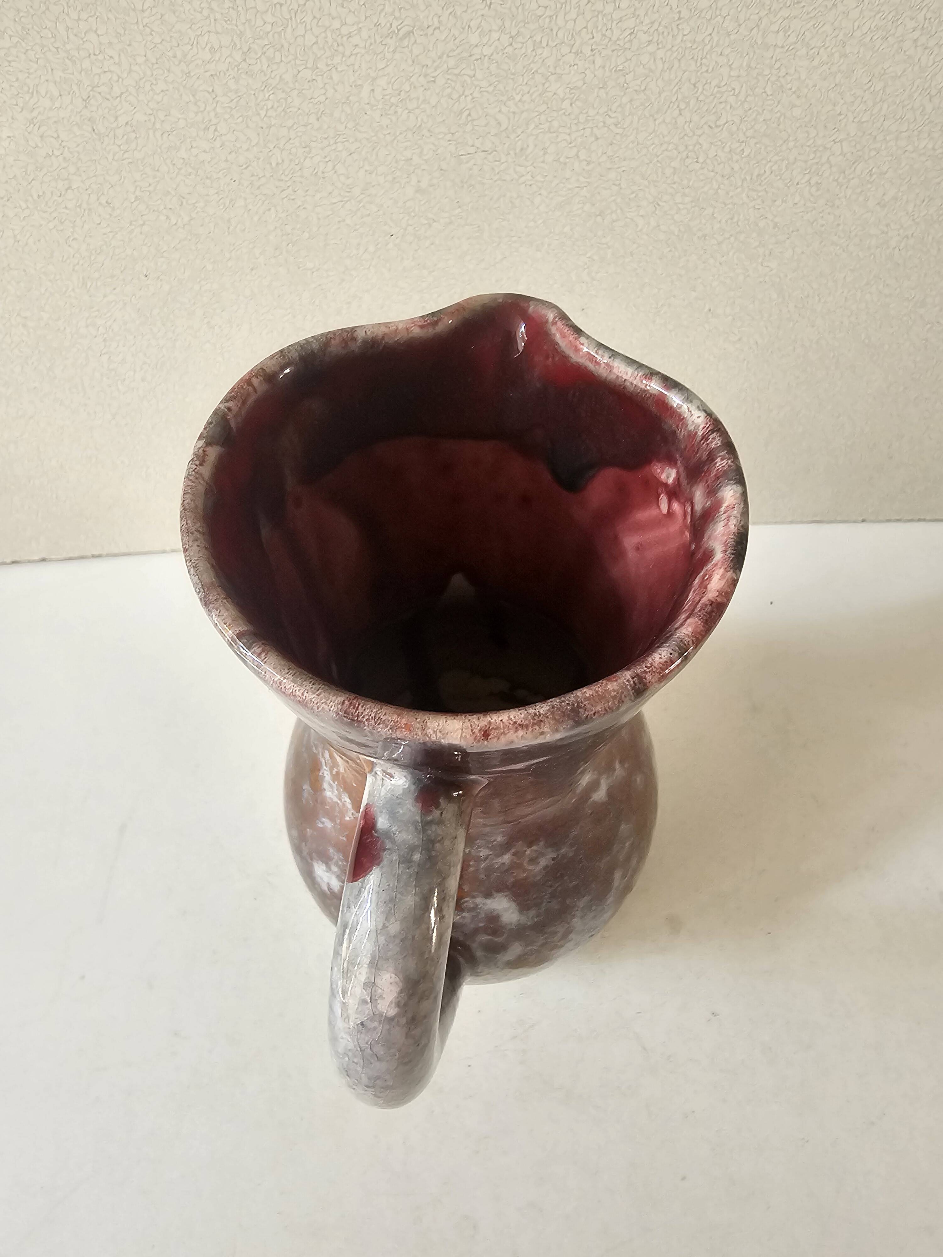 Glazed ceramic pitcher signed Morvan (Design by Gaston Gaubier)
