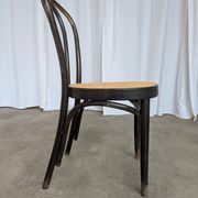 Vintage Bentwood Dining Chair: Black Thonet Style Cane Seat