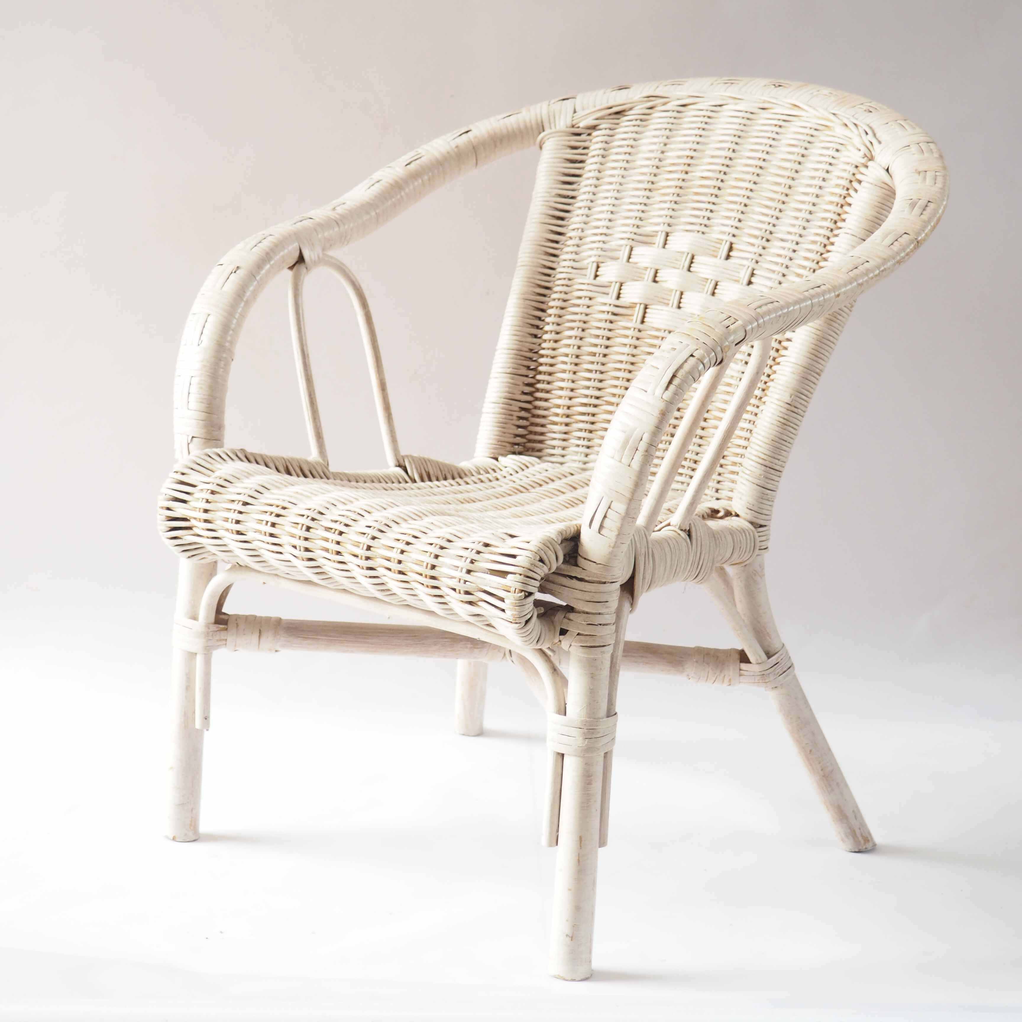 Fauteuil rotin enfant blanc