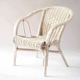 White rattan armchair for children