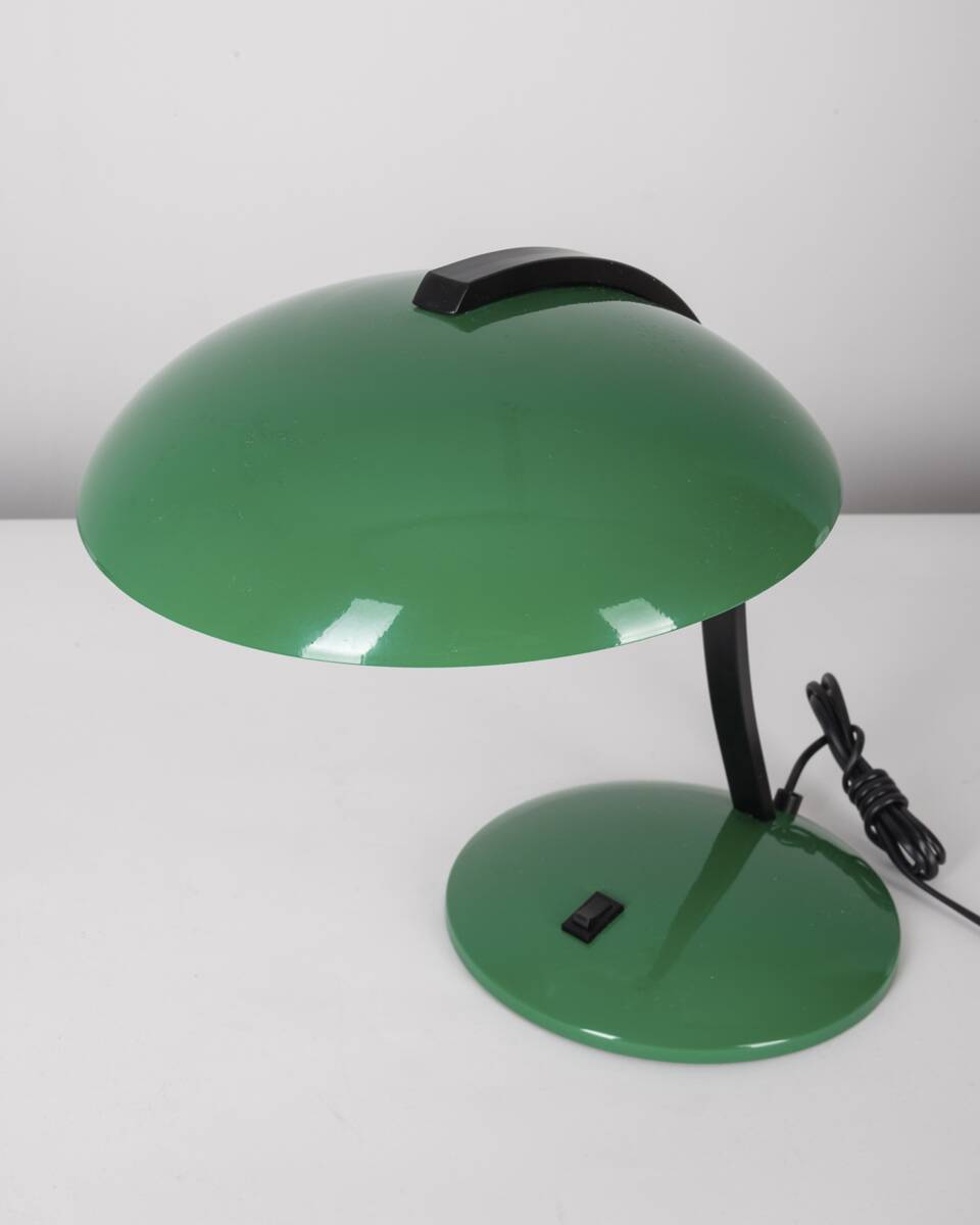 Vintage 80's table lamp in green metal veneta lumi design