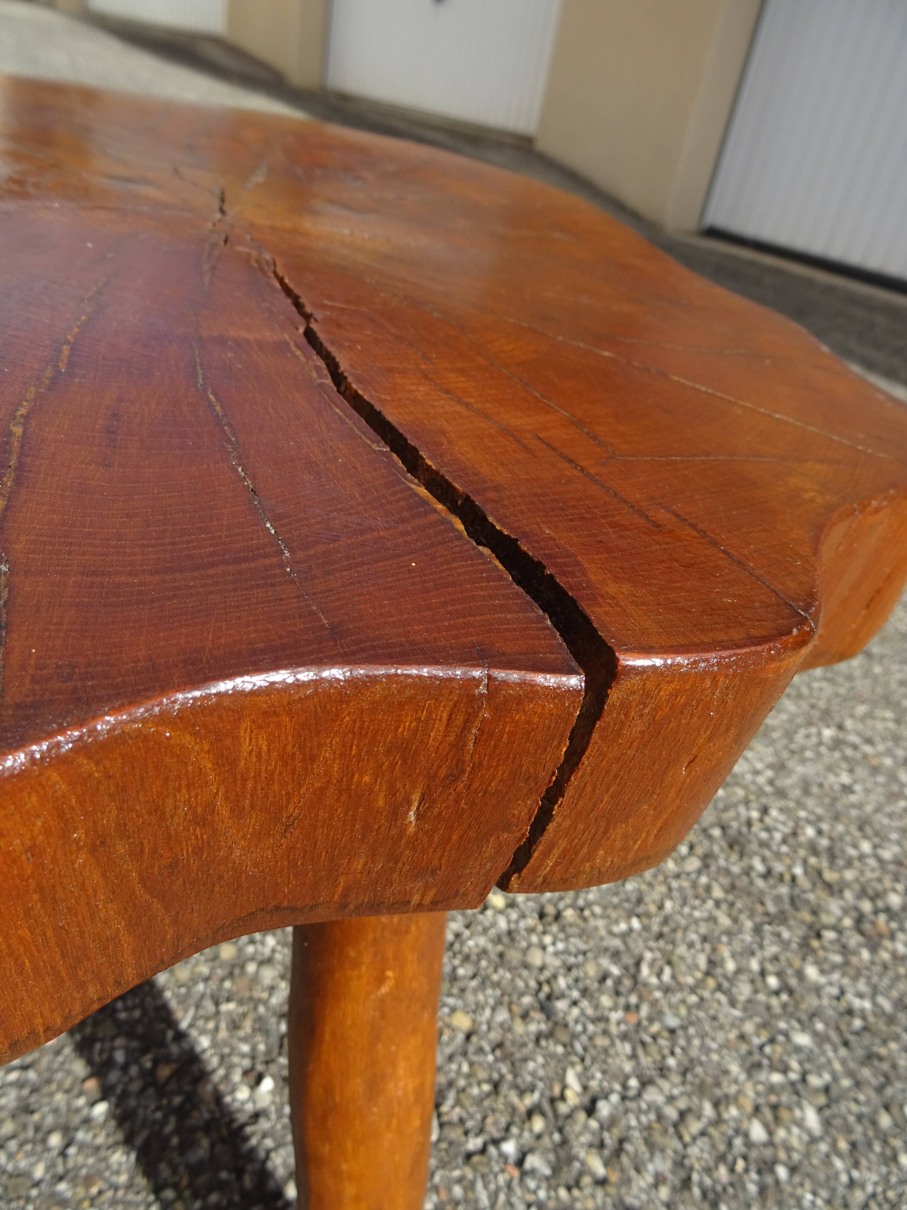 Brutalist style coffee table in vintage solid wood