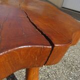 Brutalist style coffee table in vintage solid wood