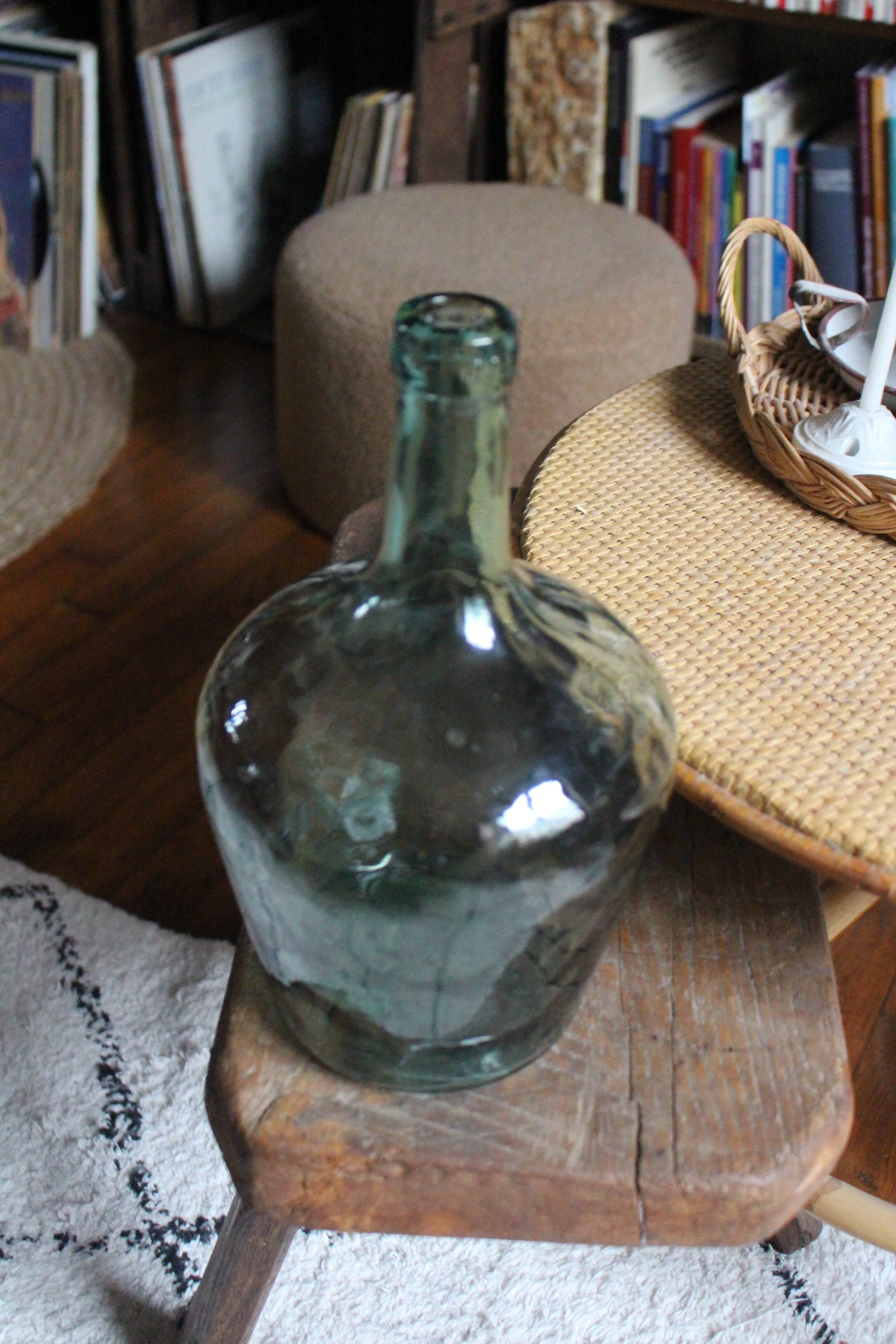 Bubble hammered green glass carboy