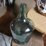 Bubble hammered green glass carboy