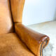 Set of two sheep leather wingback armchairs Delft