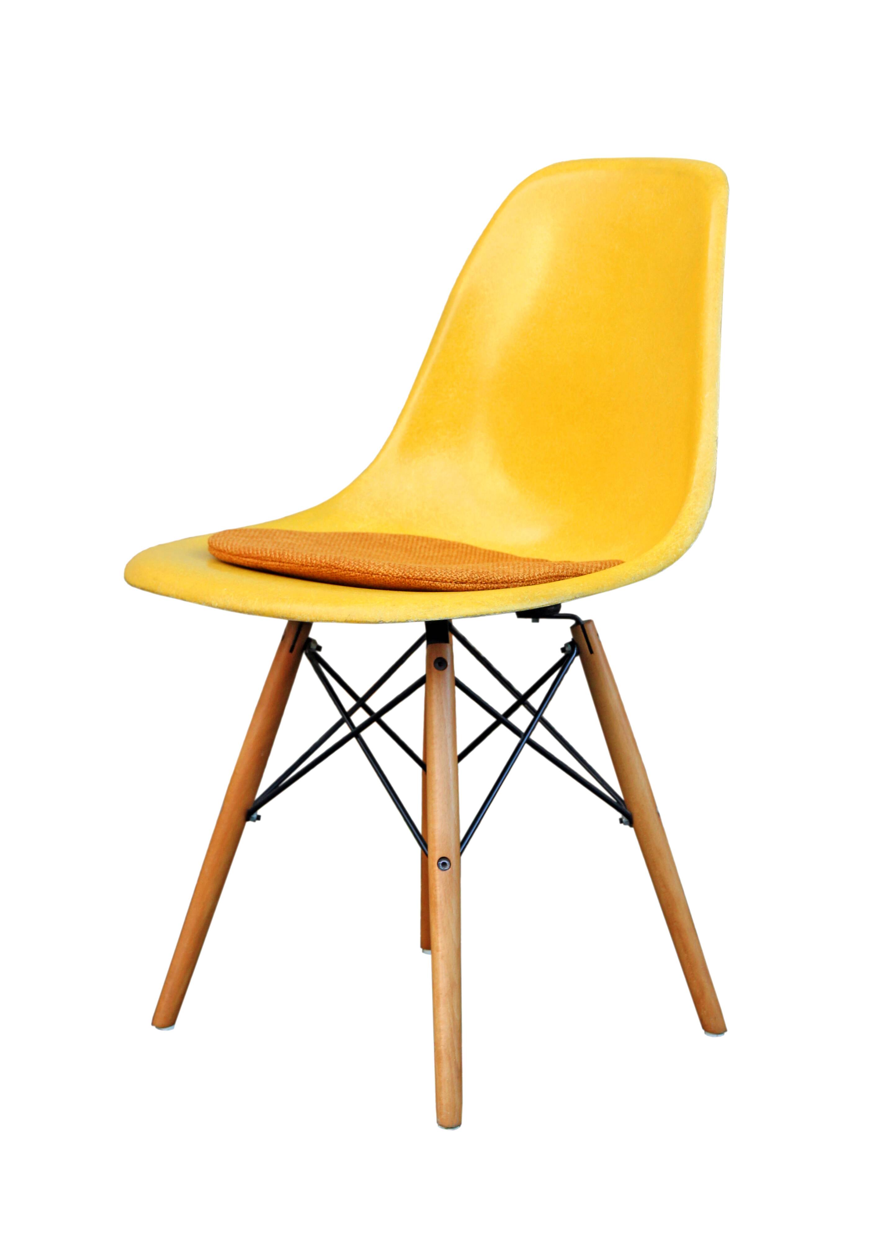 2 Yellow DSW Chairs by Charles and Ray Eames for Herman Miller