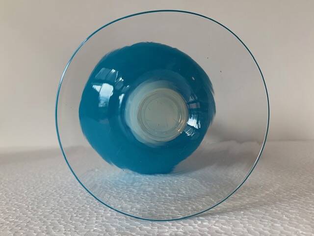 Pitcher vase Ewer pedestal opaline blue blown glass