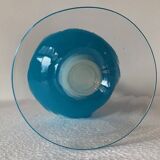 Vase pichet Aiguière piédouche verre soufflé bleu opalin