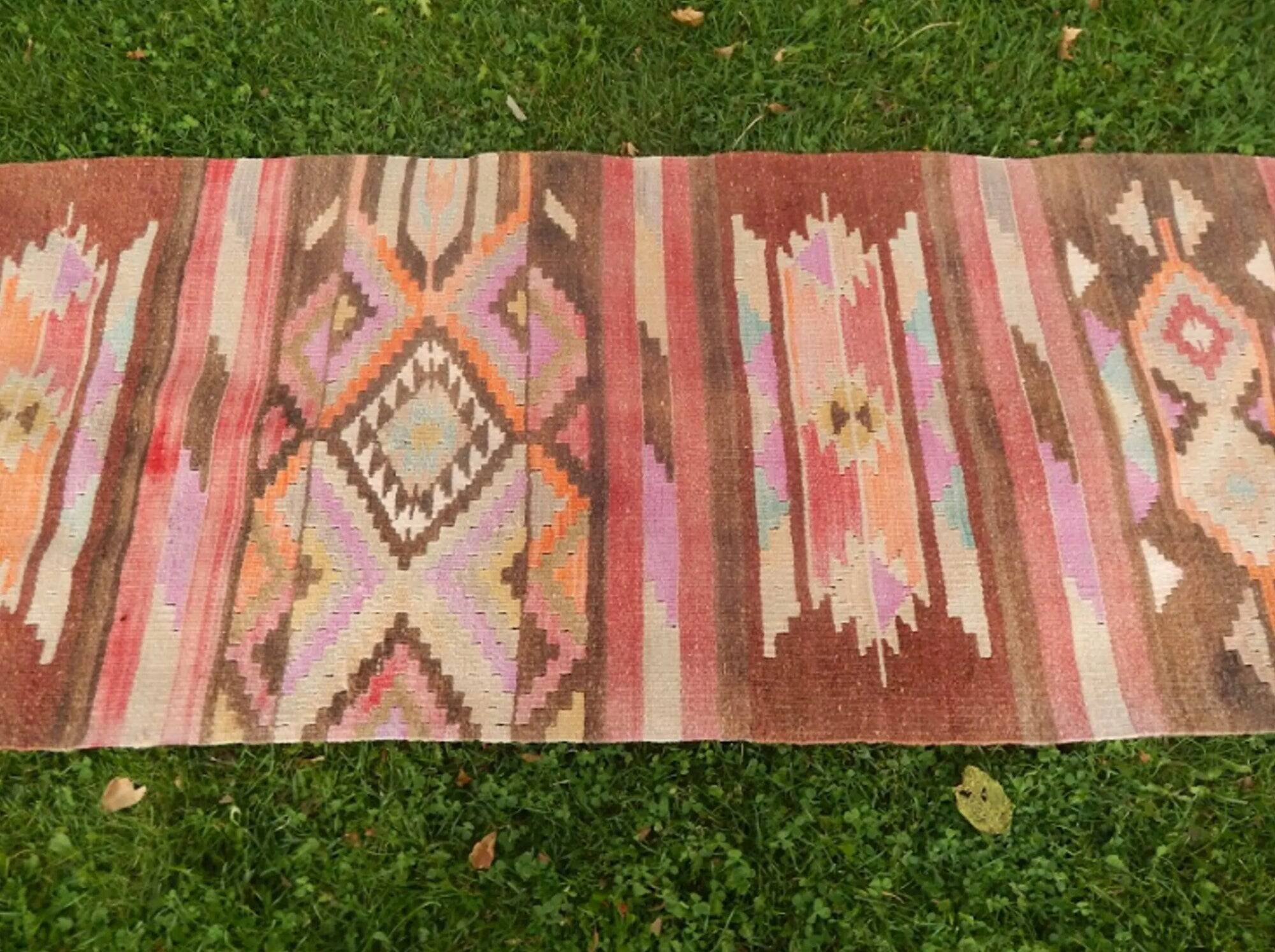 Vintage Turkish hallway rug 78x298 cm