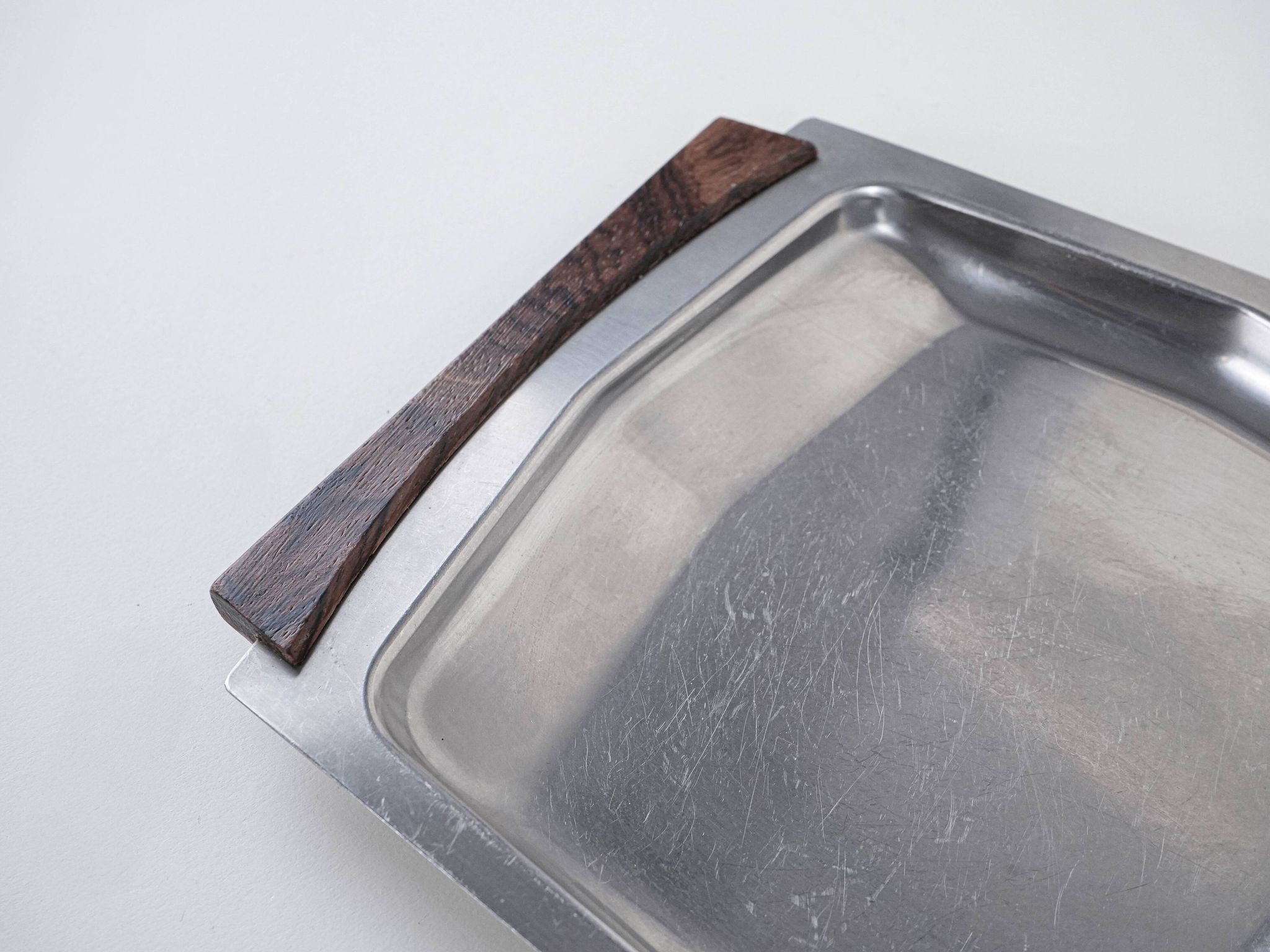 Square stainless steel tray, Danish design, 1970s, made in Denmark