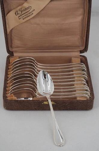 Christofle Rubans, 12 teaspoons, coffee, dessert, 14.5 cm, excellent condition.