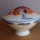 Covered ceramic vegetable dish with painted marine decoration – lobster