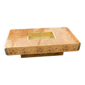"Alveo" coffee table in wood burl and brass, Willy Rizzo – 1970