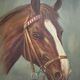 Oil on canvas, alezan horse head