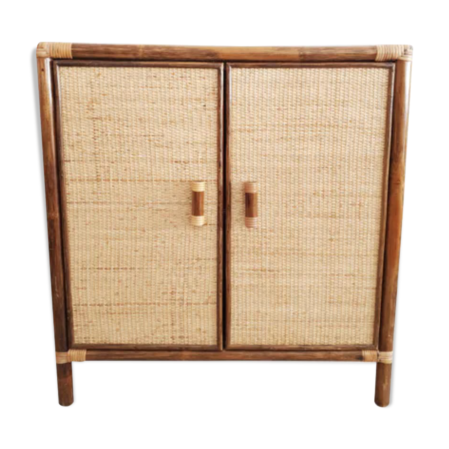 Vintage woven rattan sideboard