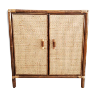 Vintage woven rattan sideboard
