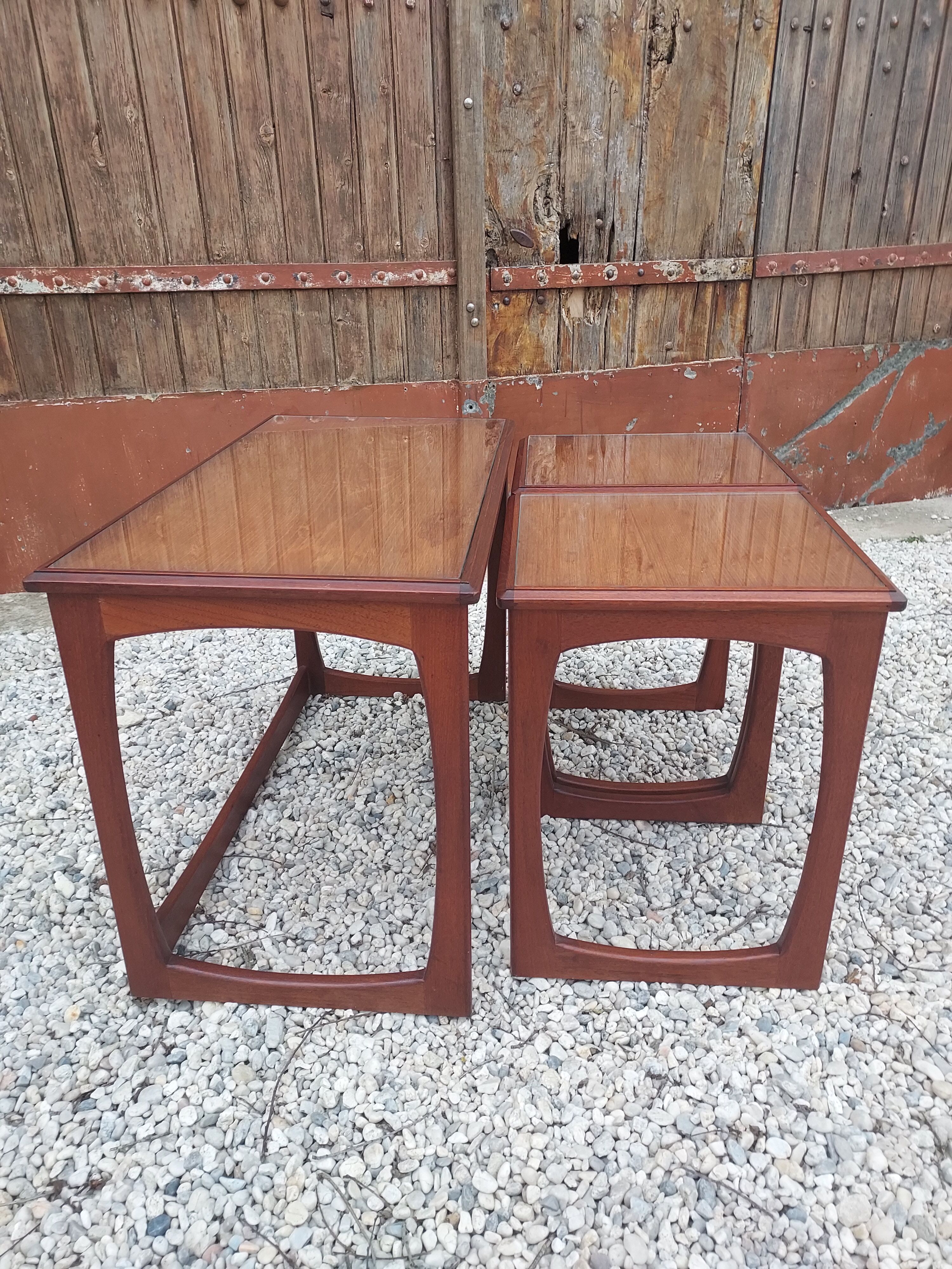 Teak trundle tables
