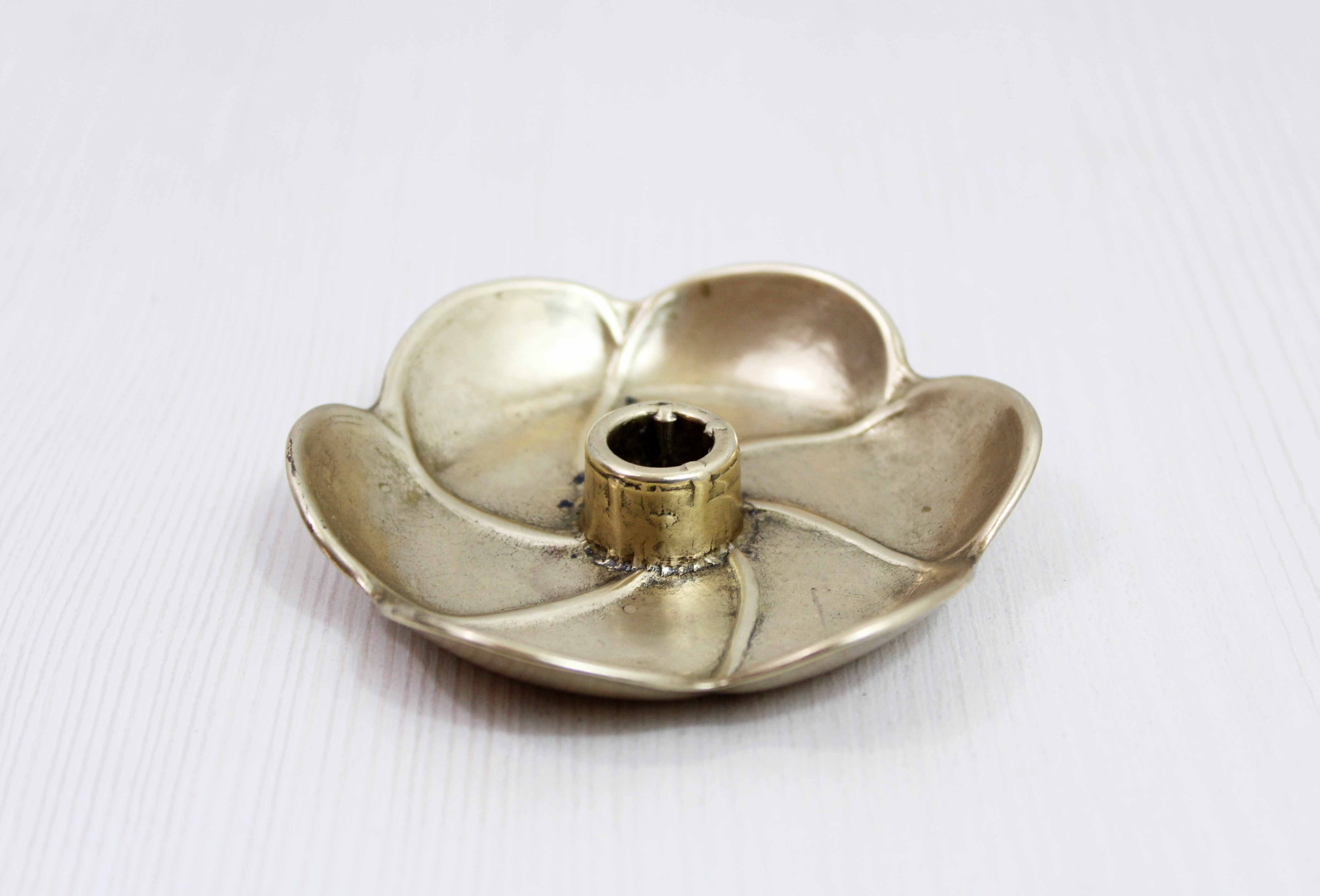 Brass flower candle holder