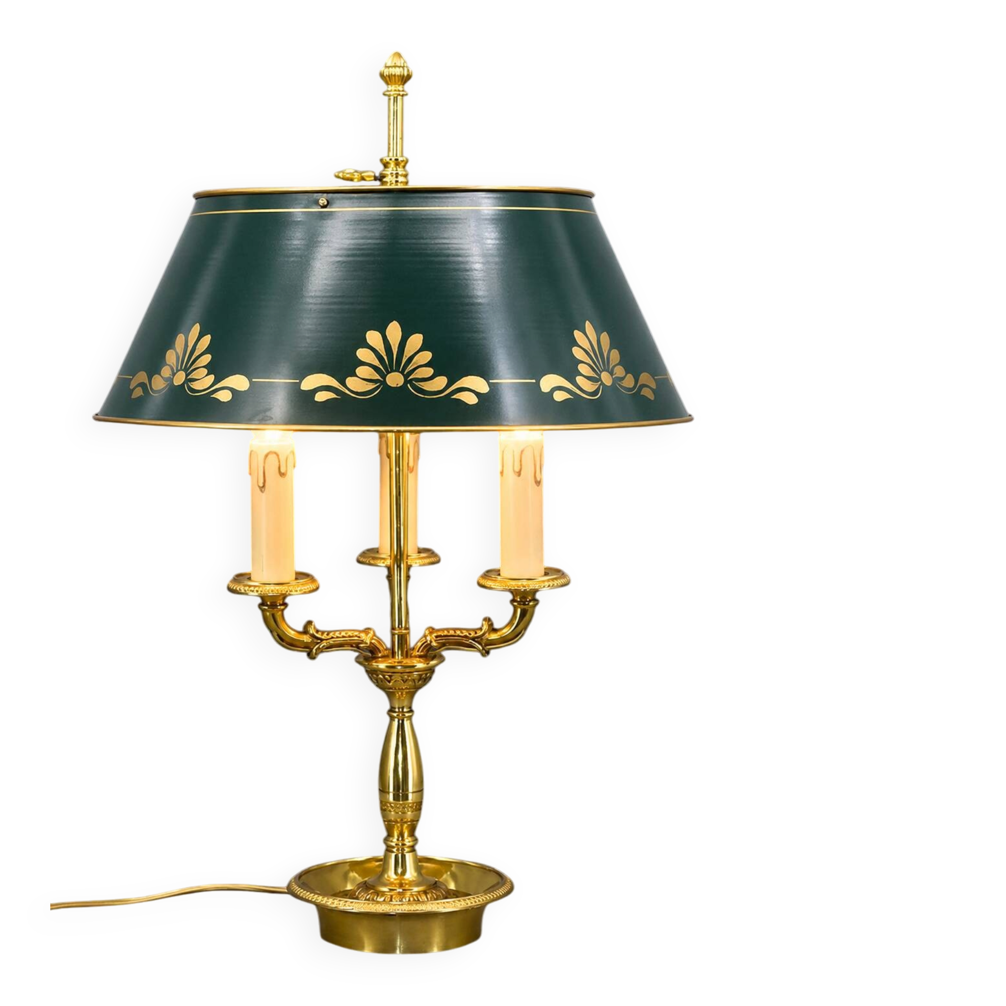 Empire Style Bouillotte Lamp in Gilded Bronze with Three Lights "Lucien Gau"