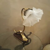 pretty little office lamp art nouveau bronze and brass, wood, electricity CE 35x30