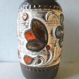 Vase en céramique décor fleurs Bay West Germany années 70
