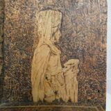 carved wooden shelf