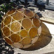 Suspension ball orange glass plate orange stained glass vintage 70's style