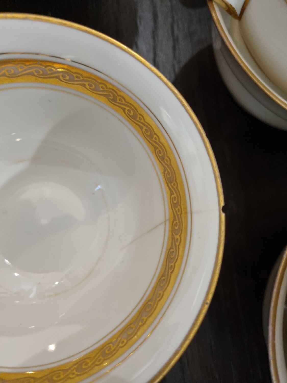 UM Limoges table service, Art Deco gold thread porcelain 80 pieces