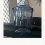 Old coffee pot in blue glass