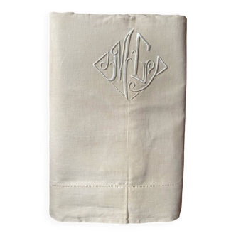 Drap métis ancien neuf monogramme ML.