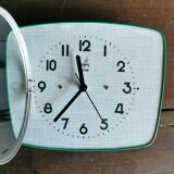 Vintage formica clock silent trapezoid wall clock "Green Japy"