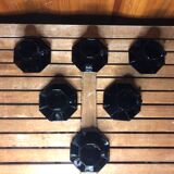 Series of 6 cups & saucers esso collection noire france vintage #a538