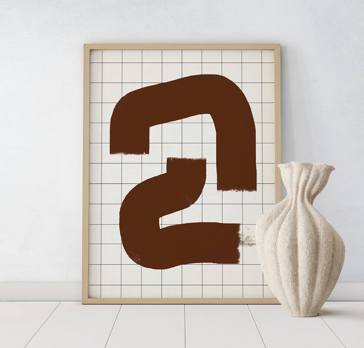 Abstract brown line giclee print, 50x70cm