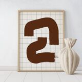 Abstract brown line giclee print, 50x70cm