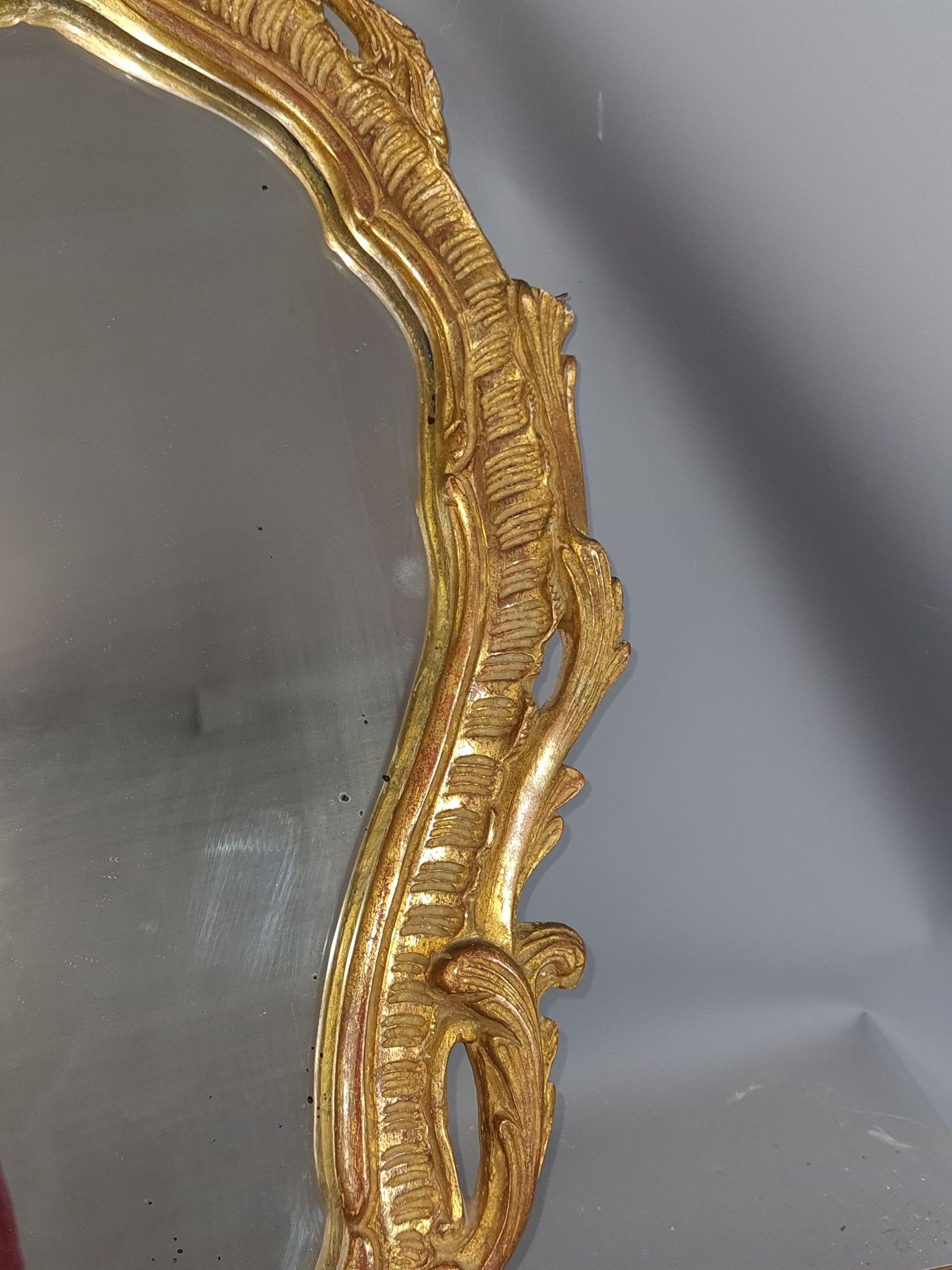 Old mirror frame gilded wood decoration shells and rinses Louis XV style 58x42 cm SB