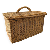 Panier à provisions vintage en osier tressé H28cm
