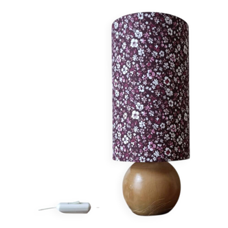 vintage round wooden lamp, lampshade with small Liberty flowers