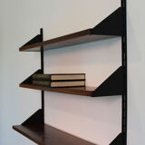 Shelves in rosewood and black lacquered metal from the 50s