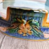 Antique Victorian Art Majolica Earthenware Cheese Cover with Dish