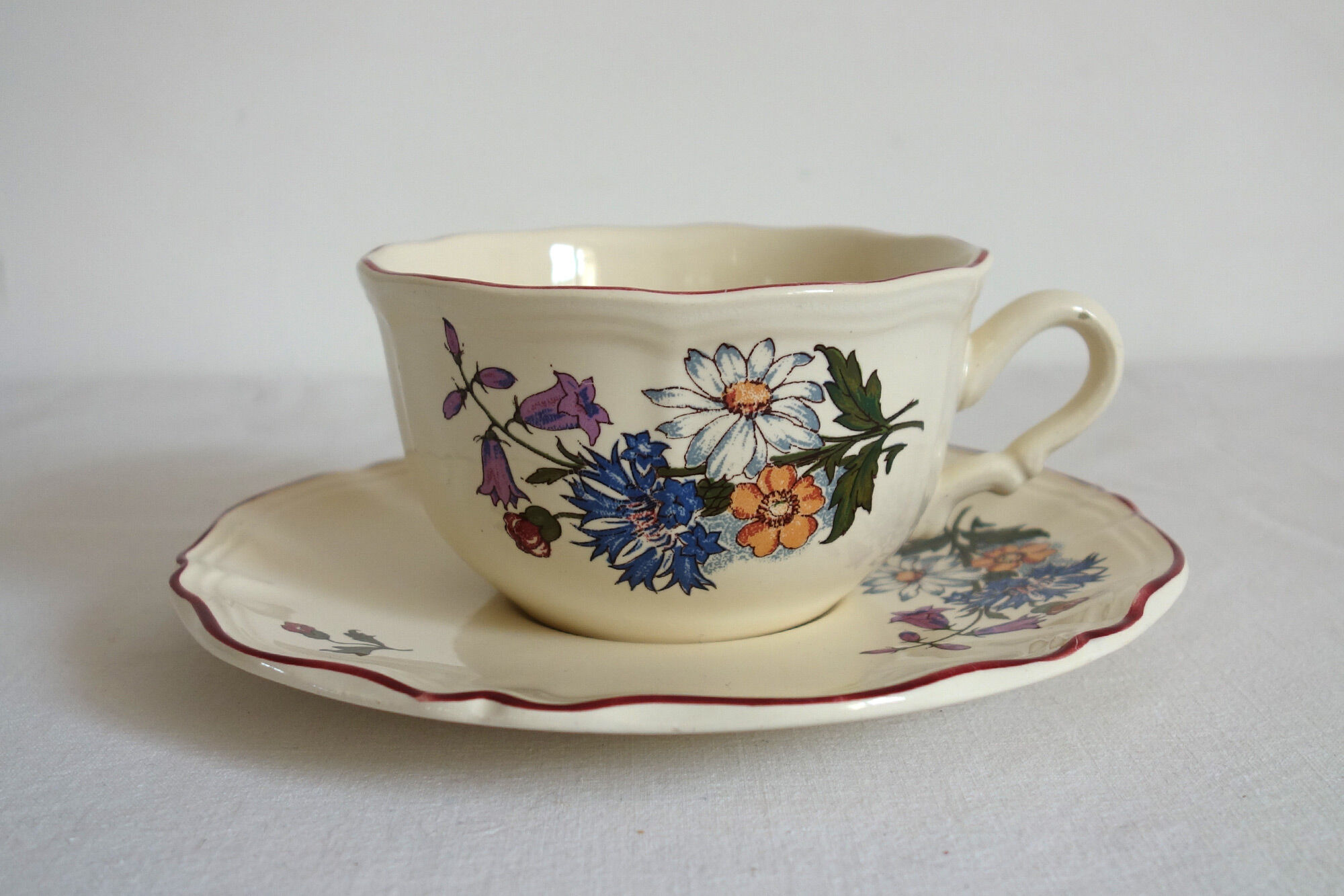 Tasse à thé et soucoupe vintage sarreguemines "agreste"