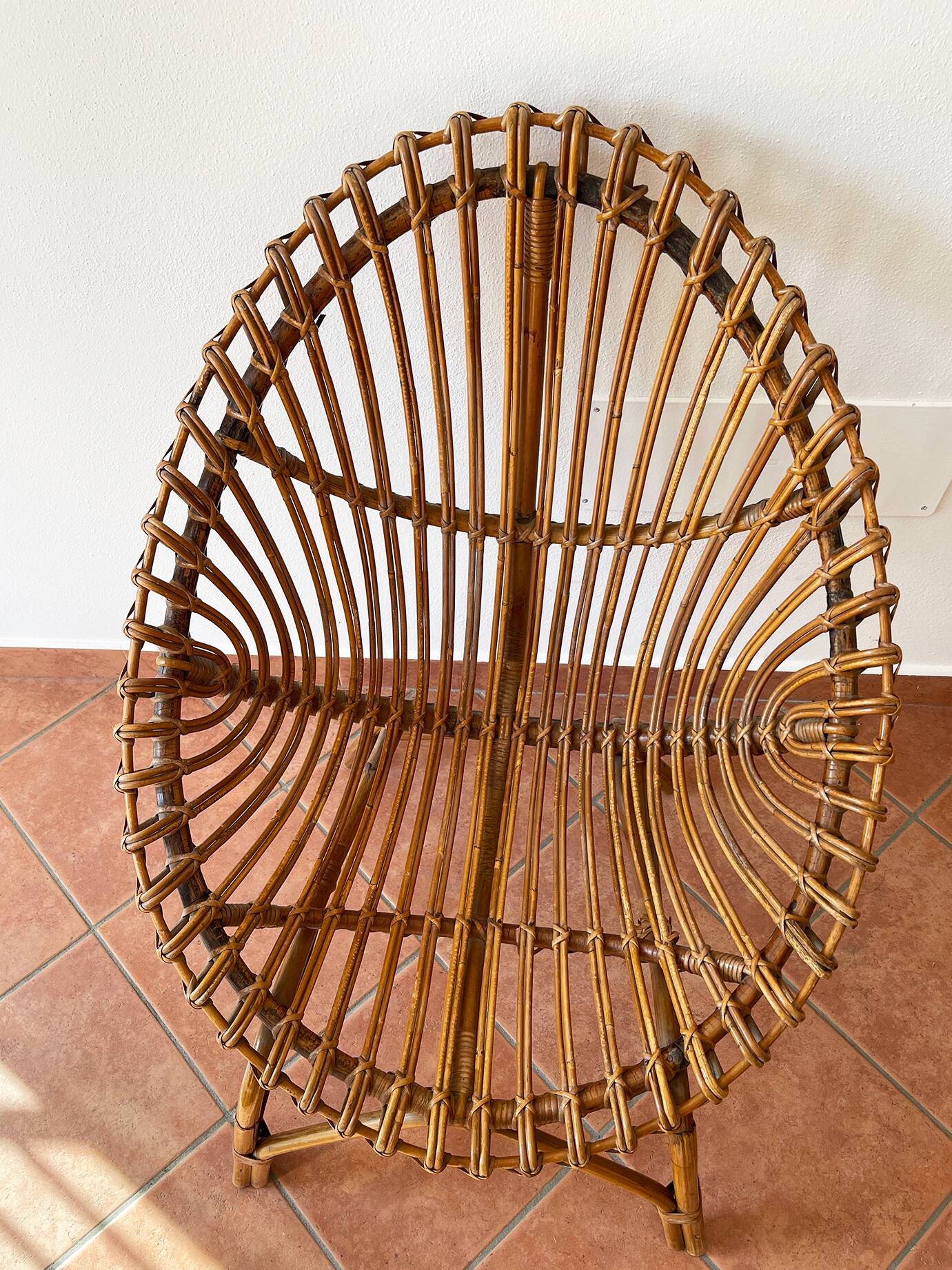 Italian 1960s original rattan egg armchair