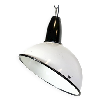 Industrial Soviet White Enamel Pendant Lamp, 1960s