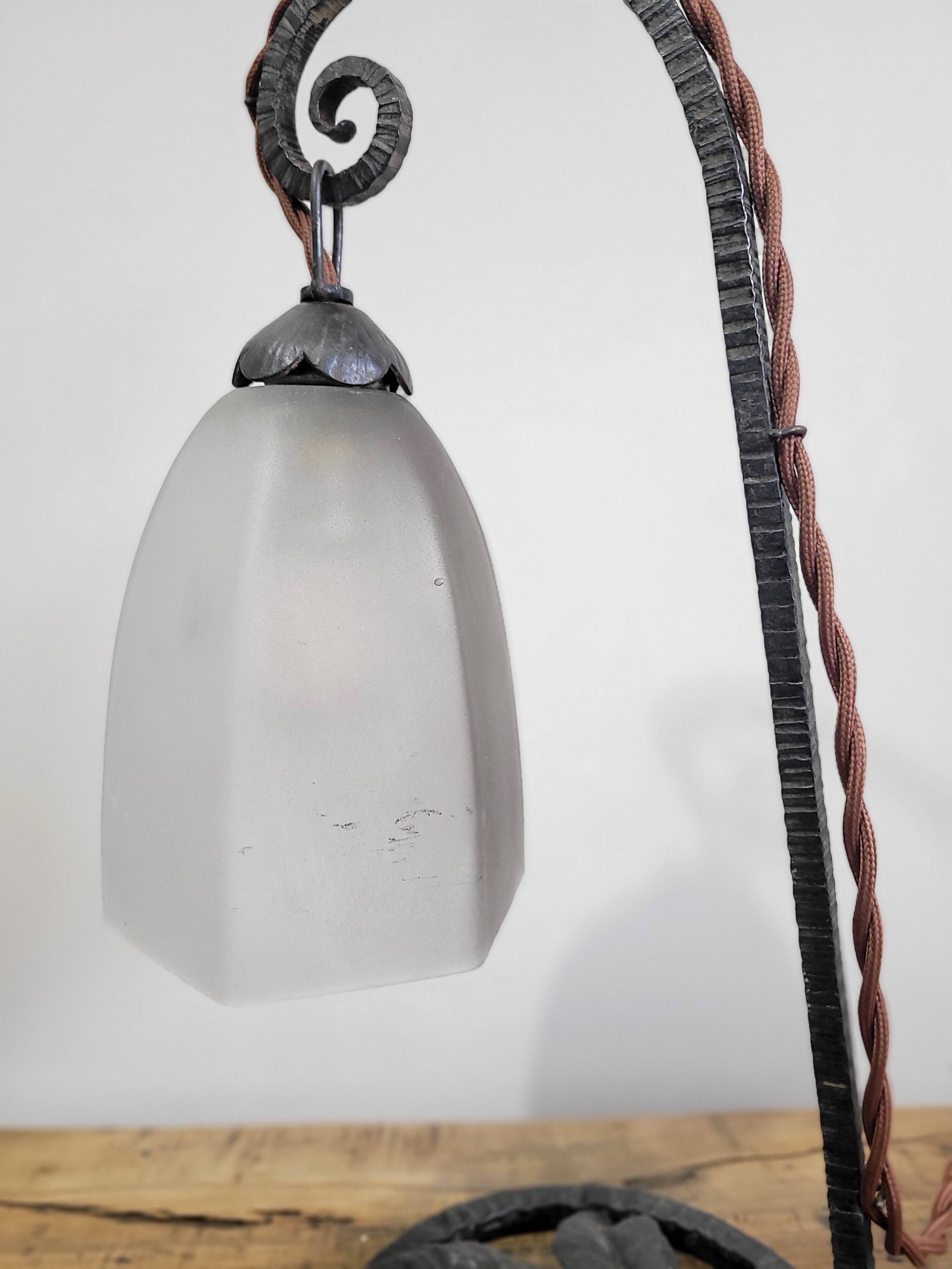 Wrought iron lamp, early 20th century