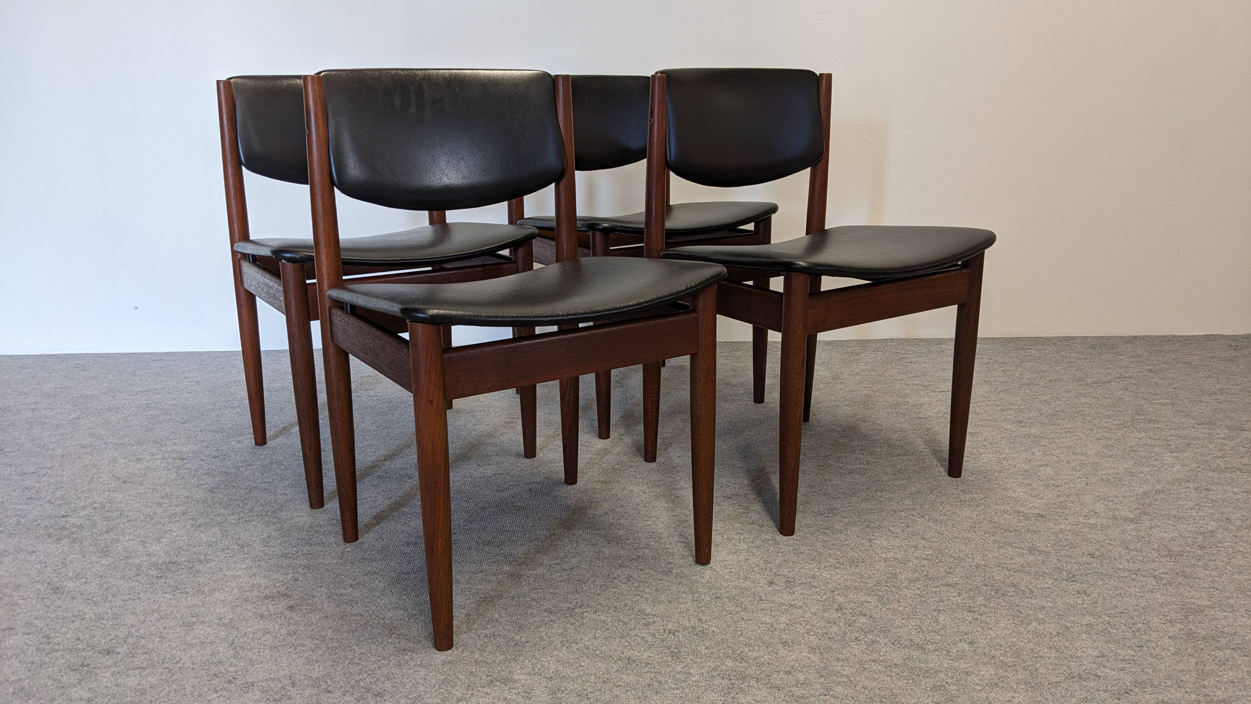 Set of 4 teak chairs by Finn Juhl for France&Son, Denmark circa 1960