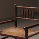 Wicker armchair in solid wood, handcrafted, France, around 1950.