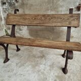 Antique garden bench park bench cast iron with oak