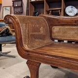 Large colonial caned bench